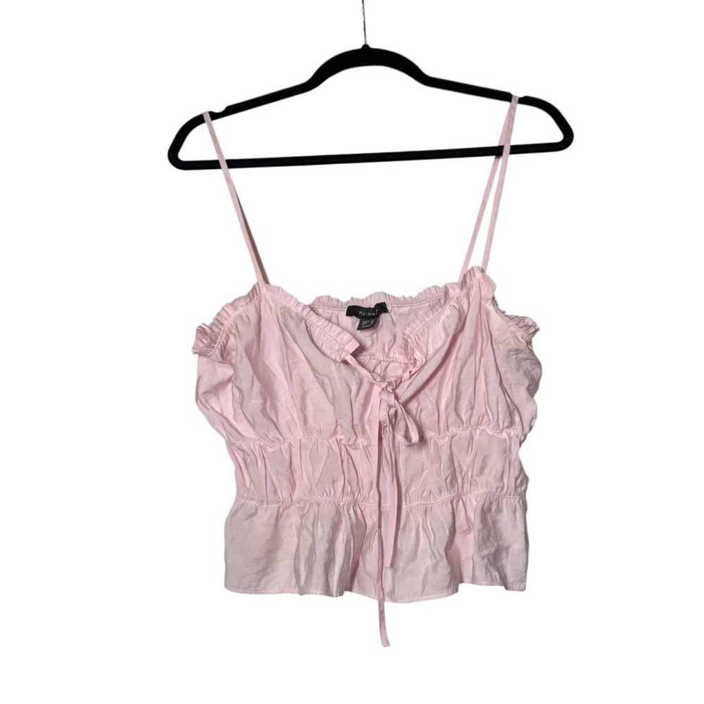 Primark Pink Cami Smocked Lace Size 10 Tie Front Dainty Cute